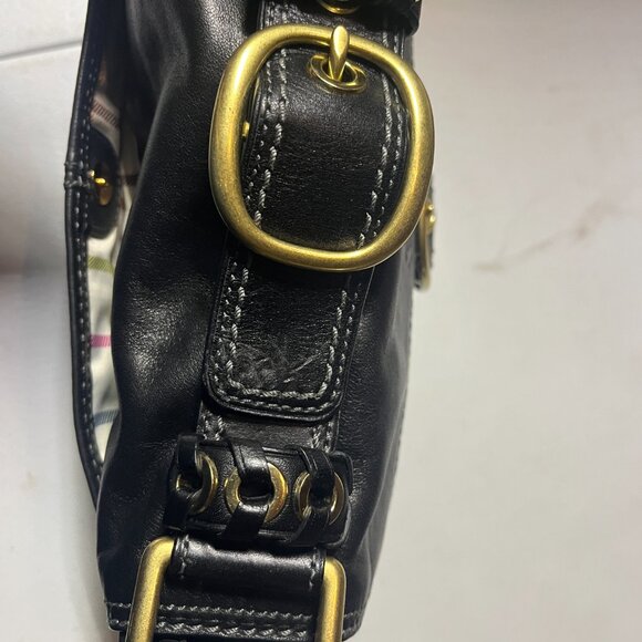 2007 Coach Bleecker Black Leather Shoulder Bag Purse Brass Hardware - Picture 5 of 10